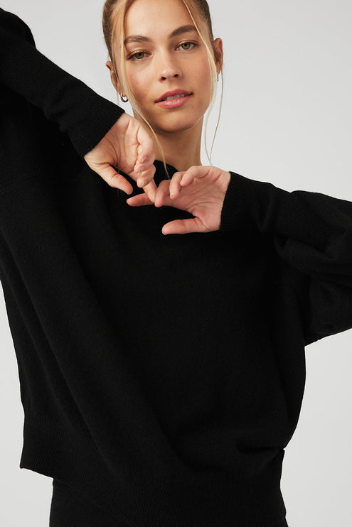 alo Women's Cashmere Jet Set Crew - Black
