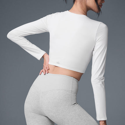 alo Women's Alosoft Crop Finesse Long Sleeve - White