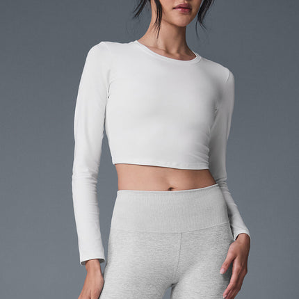 alo Women's Alosoft Crop Finesse Long Sleeve - White