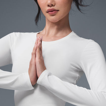 alo Women's Alosoft Crop Finesse Long Sleeve - White
