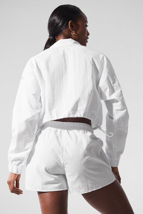 alo Women's Cropped 1/4 Zip Alumni Pullover - White