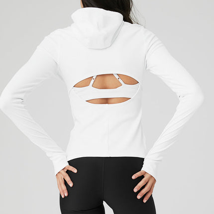 alo Women's Alosoft Ribbed Frontrunner Long Sleeve - White