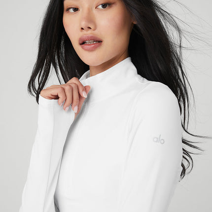 alo Women's Alosoft 1/2 Zip Rapid Pullover - White