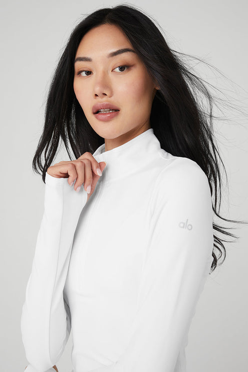 alo Women's Alosoft 1/2 Zip Rapid Pullover - White