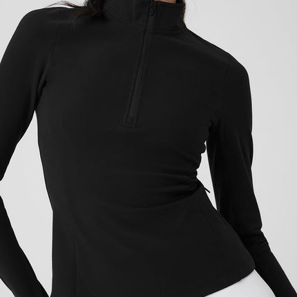 alo Women's Alosoft 1/2 Zip Rapid Pullover - Black