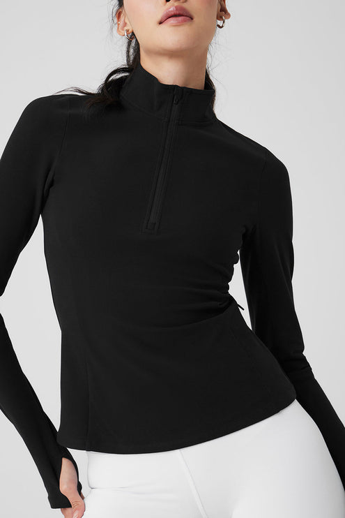 alo Women's Alosoft 1/2 Zip Rapid Pullover - Black