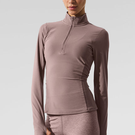 alo Women's Alosoft 1/2 Zip Rapid Pullover - Mushroom