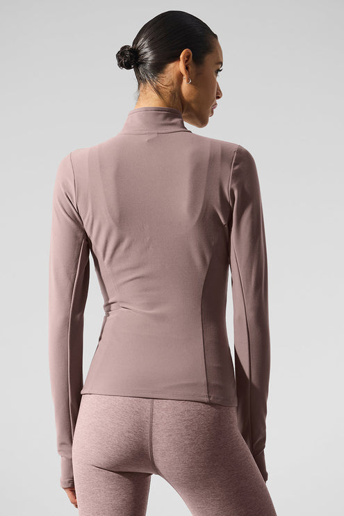 alo Women's Alosoft 1/2 Zip Rapid Pullover - Mushroom