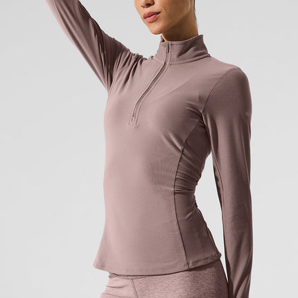 alo Women's Alosoft 1/2 Zip Rapid Pullover - Mushroom
