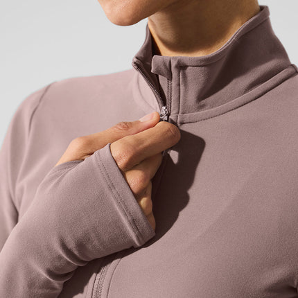alo Women's Alosoft 1/2 Zip Rapid Pullover - Mushroom