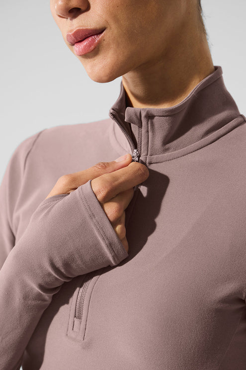 alo Women's Alosoft 1/2 Zip Rapid Pullover - Mushroom