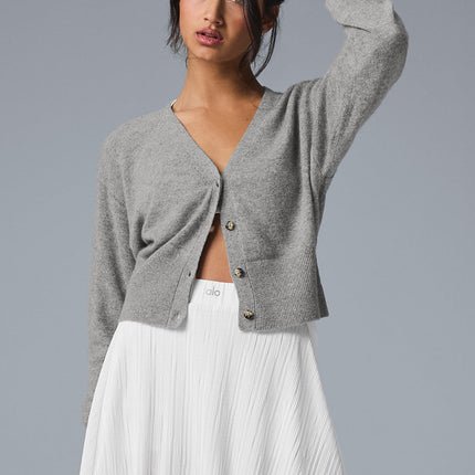 alo Women's Cashmere Jet Set Cardigan - Dove Grey Heather