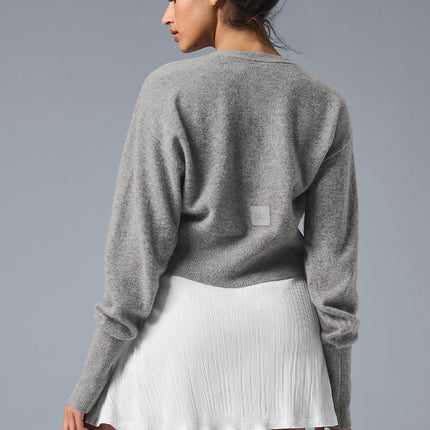 alo Women's Cashmere Jet Set Cardigan - Dove Grey Heather