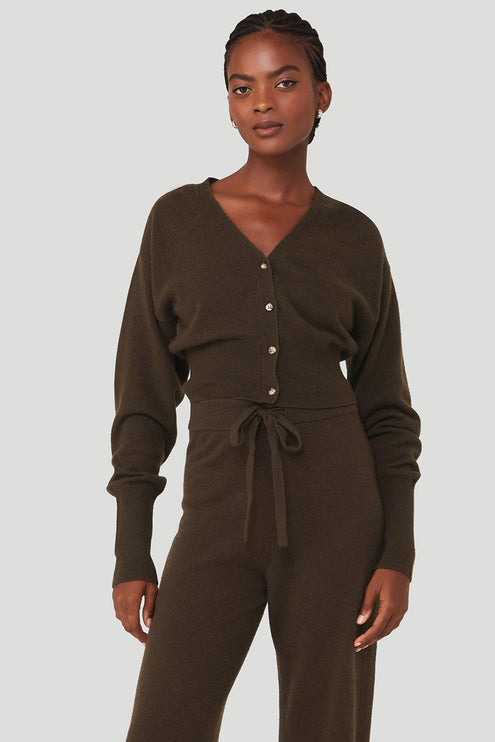 alo Women's Cashmere Jet Set Cardigan - Espresso