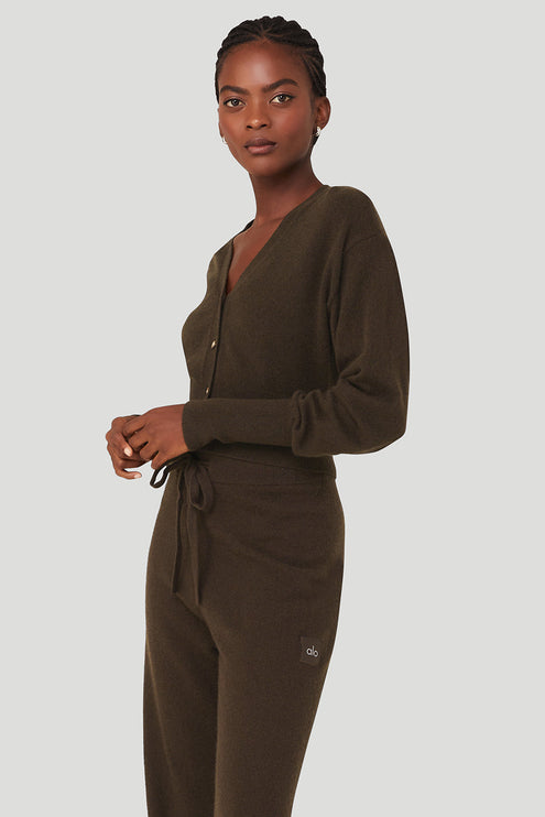 alo Women's Cashmere Jet Set Cardigan - Espresso