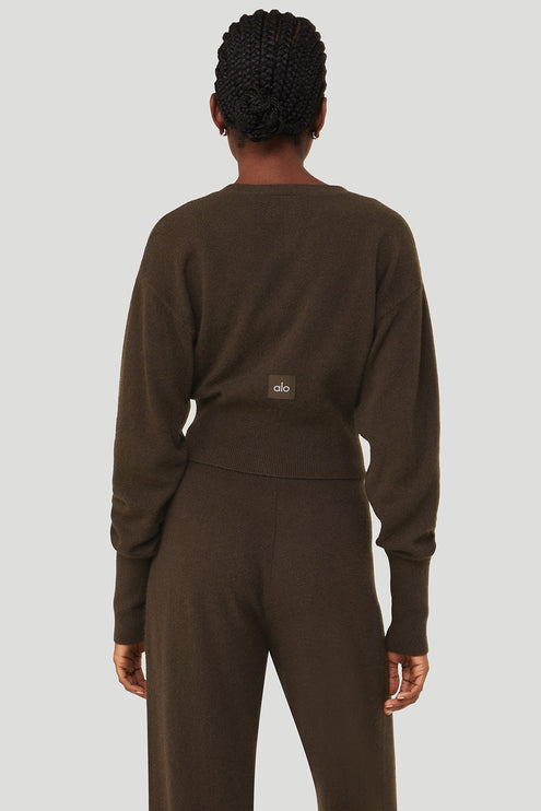 alo Women's Cashmere Jet Set Cardigan - Espresso