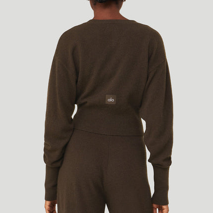 alo Women's Cashmere Jet Set Cardigan - Espresso