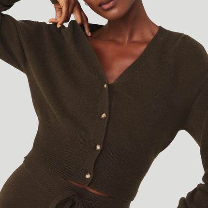 alo Women's Cashmere Jet Set Cardigan - Espresso