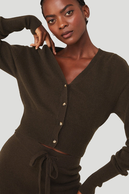 alo Women's Cashmere Jet Set Cardigan - Espresso