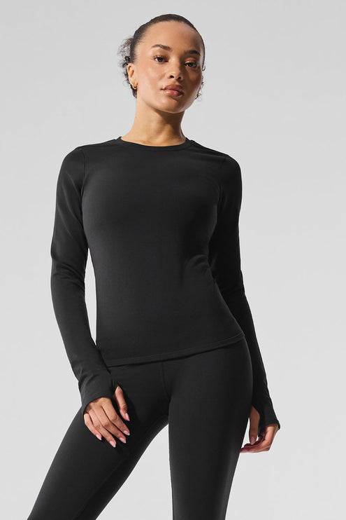 alo Women's Airbrush Winter Warm Nocturne Long Sleeve - Black