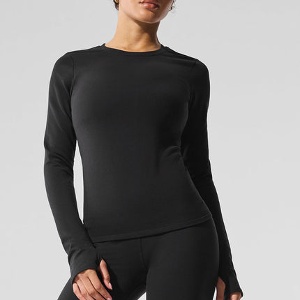 alo Women's Airbrush Winter Warm Nocturne Long Sleeve - Black