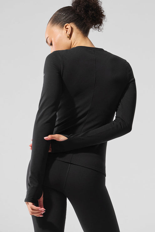alo Women's Airbrush Winter Warm Nocturne Long Sleeve - Black