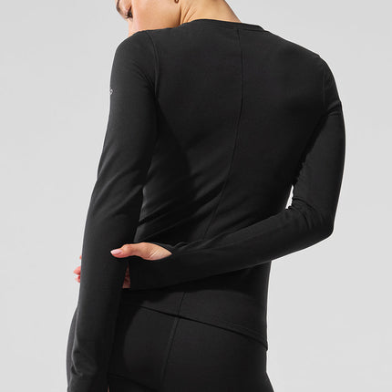 alo Women's Airbrush Winter Warm Nocturne Long Sleeve - Black