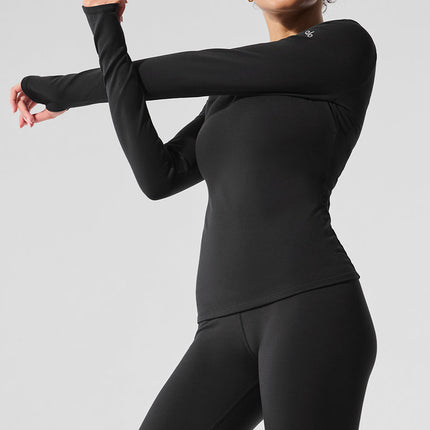 alo Women's Airbrush Winter Warm Nocturne Long Sleeve - Black