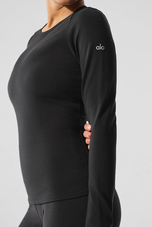alo Women's Airbrush Winter Warm Nocturne Long Sleeve - Black