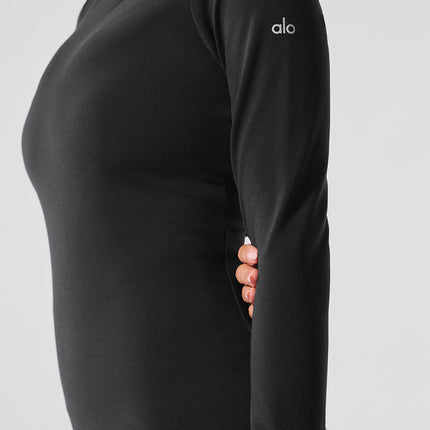 alo Women's Airbrush Winter Warm Nocturne Long Sleeve - Black
