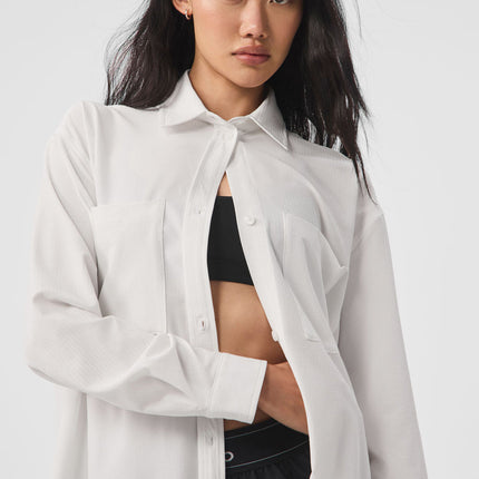alo Women's Dreamscape Button Down Long Sleeve - White
