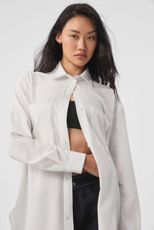 alo Women's Dreamscape Button Down Long Sleeve - White