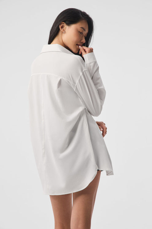 alo Women's Dreamscape Button Down Long Sleeve - White