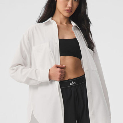 alo Women's Dreamscape Button Down Long Sleeve - White