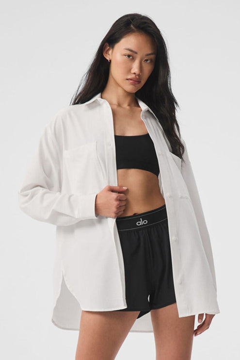 alo Women's Dreamscape Button Down Long Sleeve - White