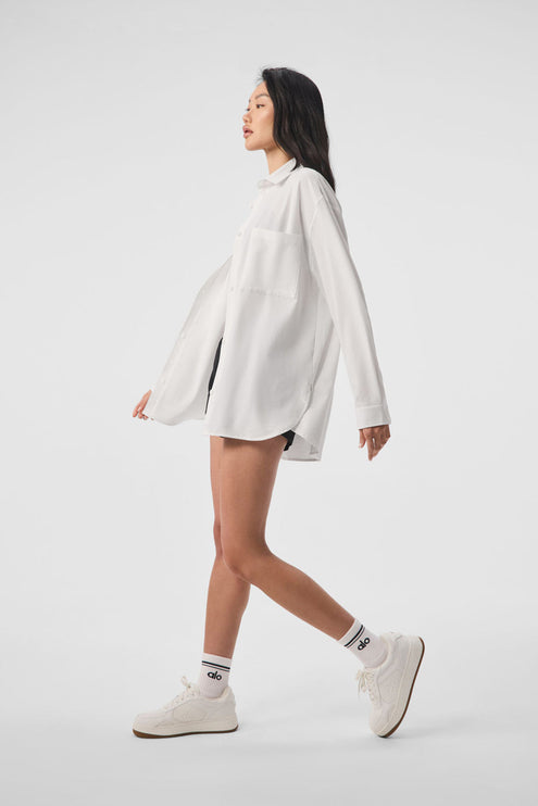 alo Women's Dreamscape Button Down Long Sleeve - White