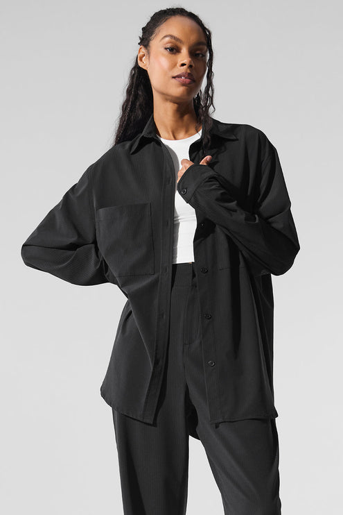 alo Women's Dreamscape Button Down Long Sleeve - Black