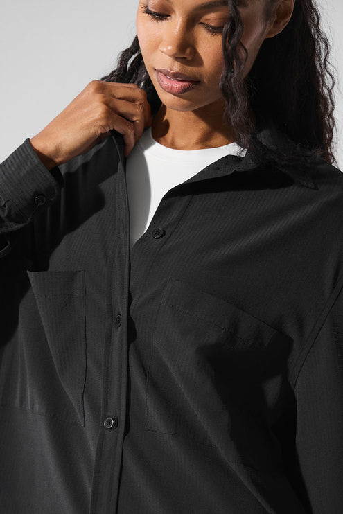 alo Women's Dreamscape Button Down Long Sleeve - Black