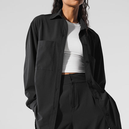 alo Women's Dreamscape Button Down Long Sleeve - Black