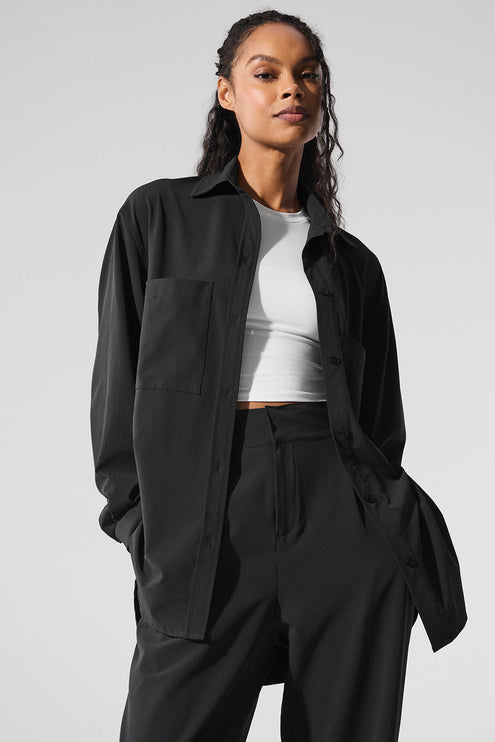 alo Women's Dreamscape Button Down Long Sleeve - Black