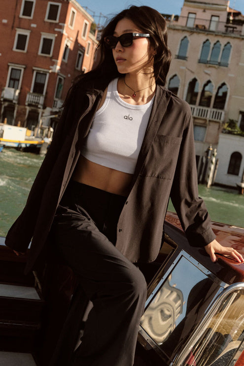 alo Women's Dreamscape Button Down Long Sleeve - Black