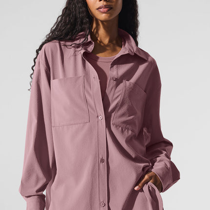 alo Women's Dreamscape Button Down Long Sleeve - Smoky Quartz
