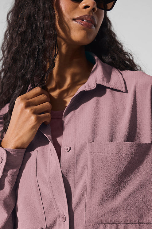 alo Women's Dreamscape Button Down Long Sleeve - Smoky Quartz