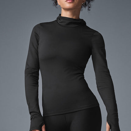alo Women's Airlift Winter Warm Hooded Runner - Black