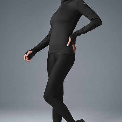 alo Women's Airlift Winter Warm Hooded Runner - Black
