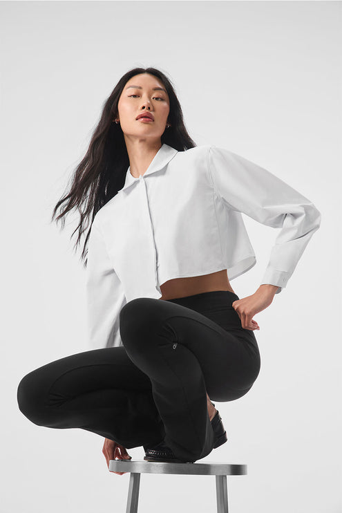 alo Women's Cropped Take Me Out Button Up - White