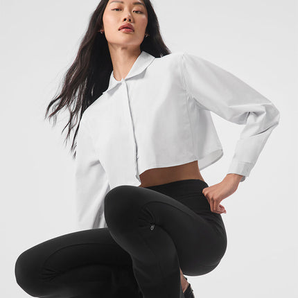 alo Women's Cropped Take Me Out Button Up - White