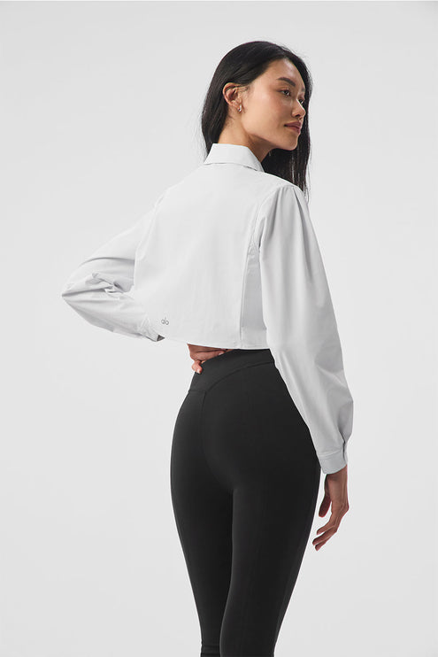 alo Women's Cropped Take Me Out Button Up - White