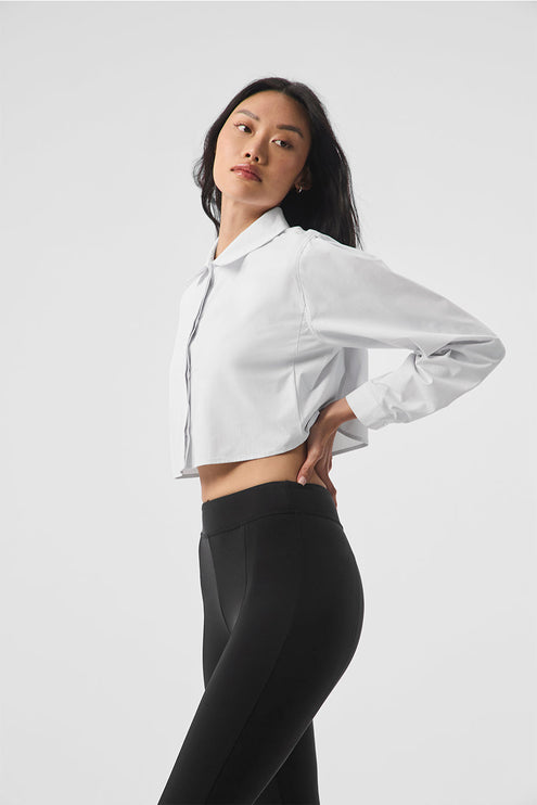 alo Women's Cropped Take Me Out Button Up - White