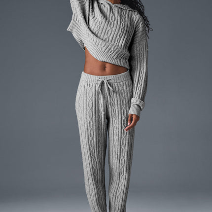 alo Women's Cable Knit Winter Bliss Hoodie - Athletic Heather Grey